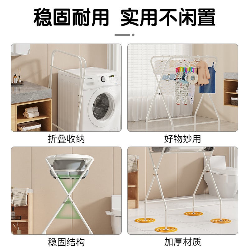 حامل حوض استحمام الأطفال طقم حوض استحمام طاولة استحمام الأطفال طاولة رعاية طاولة بدون انحناء حامل ملابس - Image 3